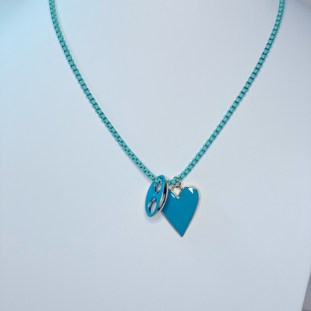 Blue box chain with charms